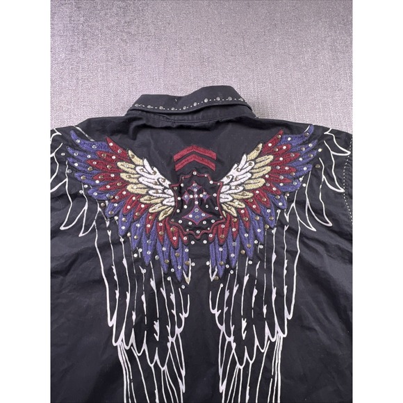 Vintage Hama Shirt Men's XL Embroidered Studded Jeweled Rhinestone Black Y2K - Picture 3 of 10